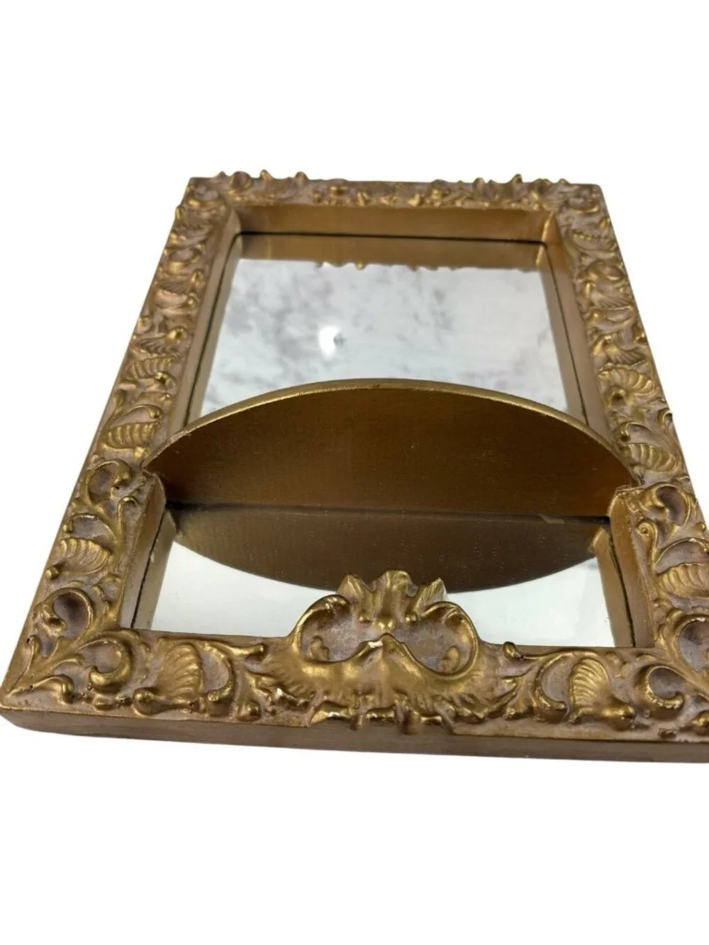 2 Vintage Gold Mirrored Wall Shelves Hollywood Regency Orante Decorated MCM